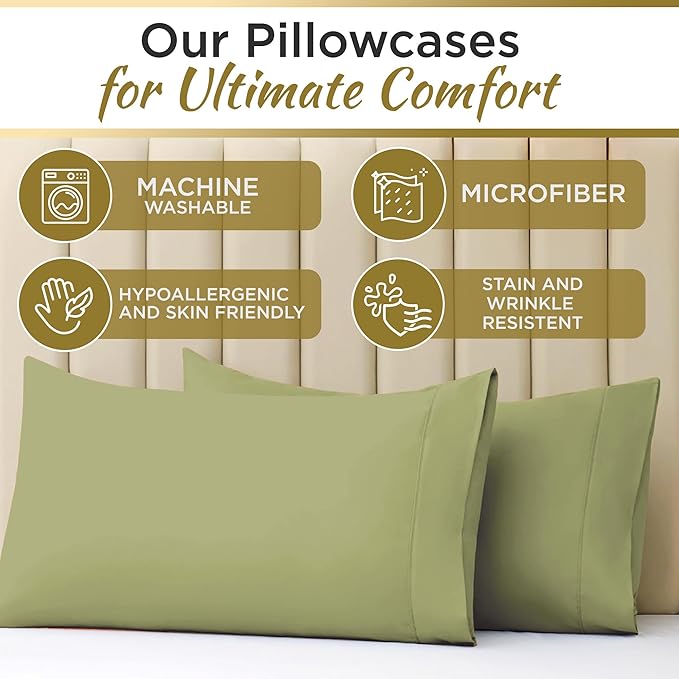 Twin Sheet Set - 1800 Ultra-Soft Microfiber Twin Bed Sheets - Double Brushed - Deep Pockets - Easy Fit – Wrinkle Free - Comfy 3 Piece Set - Bedding Sheets & Pillowcases (Sage Green)