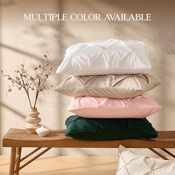 Andency Beige Comforter Set Twin(66x90Inch), 2 Pieces Comforter for Girls Kids, Soft Microfiber Pinch Pleat Comforter Set, All Season Lightweight Bedding Set