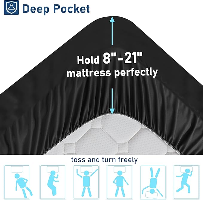 California King Mattress Topper Extra Thick Pillowtop Cooling Mattress Topper Plush Mattress Pad Cover Protector with 8-21 Inch Deep Pocket Black