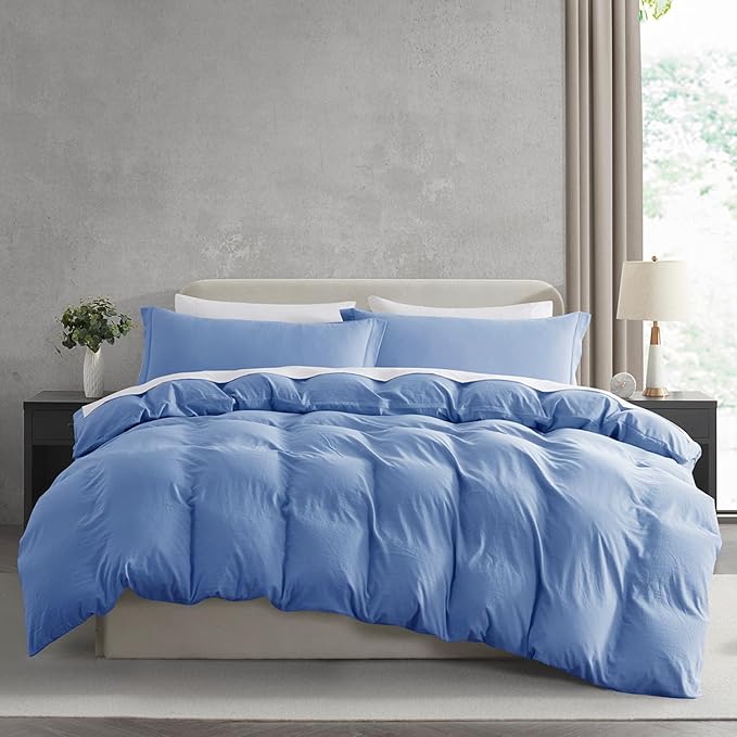 Nestl Calm Blue Duvet Cover King Size - Soft Prewashed King Duvet Cover Set, 3 Piece, with Zipper Closure, 1 Duvet Cover 104x90 inches and 2 Pillow Shams