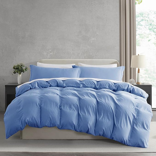 Nestl Calm Blue Duvet Cover King Size - Soft Prewashed King Duvet Cover Set, 3 Piece, with Zipper Closure, 1 Duvet Cover 104x90 inches and 2 Pillow Shams