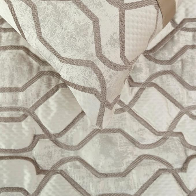 The HomeCentric King/Queen/Twin Ivory & Silver Decorative Queen 74"x18" Bed Runner Without Pillow Cover, Lattice & Quilted Bed Scarf on Jacquard Silk Fabric - Ivory Delicacy
