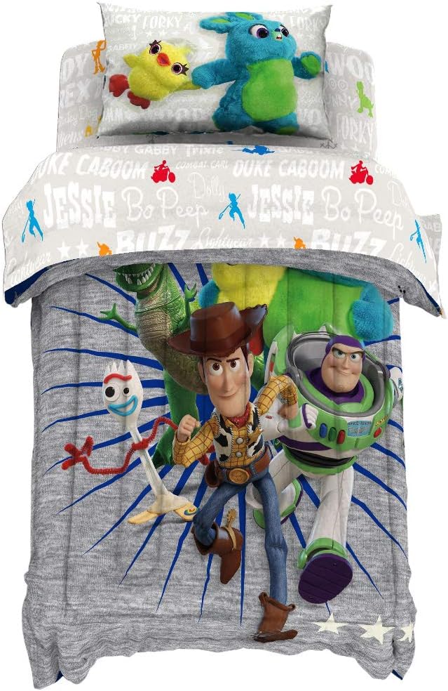 Jay Franco Disney Pixar Story 4 All The Toys Twin Bed Set, Blue