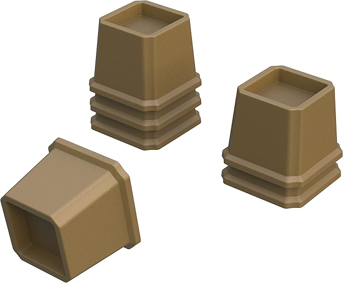 Bed Risers 3 Inch Heavy Duty Bed Elevators, Set of 6 Lifts Up 3000 lbs Furniture Risers for Bed Frame ans Sofa, Brown