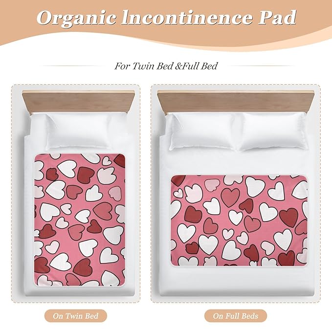 Waterproof Bed Pad Reusable Changing Pad Toddler Mattress Protector Large Pee Pad Baby Diaper Pad Soft Washable Liner Pink Love01