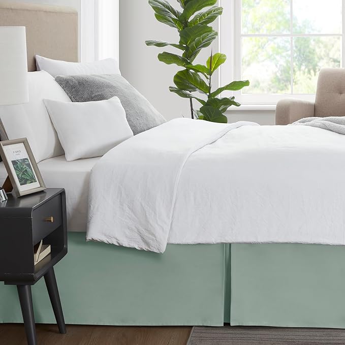 Nestl Beach Blue Bed Skirt Queen Size - Queen Bed Skirt 14 Inch Drop - Brushed Microfiber Bed Skirts - Hotel Quality Pleated Bed Skirt - Shrinkage & Fade Resistant