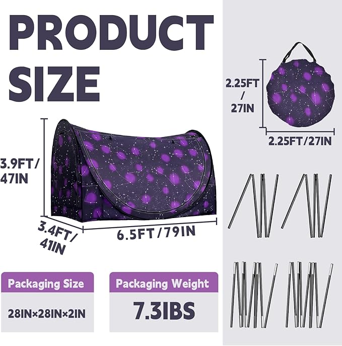 Pop-Up Bed Tent Twin Size, Indoor Privacy Canopy with 4 Doors & Mosquito Mesh – Breathable Sleeping Tent for Bedroom, Dorm, or Home Use, Easy Foldable Design