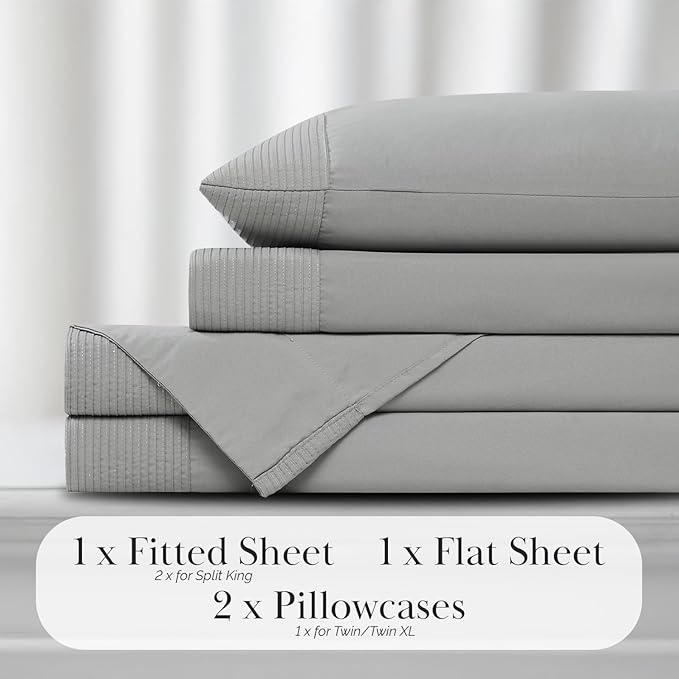 Southshore Fine Living, Inc. Deep Pocket Twin Sheet Set with 21" Deep Twin Fitted Sheet with 1 Pillow Case Standard Size | Hotel Luxury Quality | Fade Resistant, Microfiber Sheets | Steel Grey