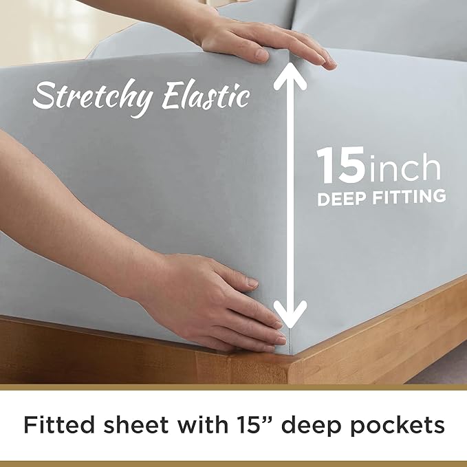 Twin Sheet Set - 1800 Ultra-Soft Microfiber Twin Bed Sheets - Double Brushed - Deep Pockets - Easy Fit – Wrinkle Free - Comfy - 3 Piece Set - Camp, Cot Bedding Sheets & Pillowcases (Twin, Light Grey)