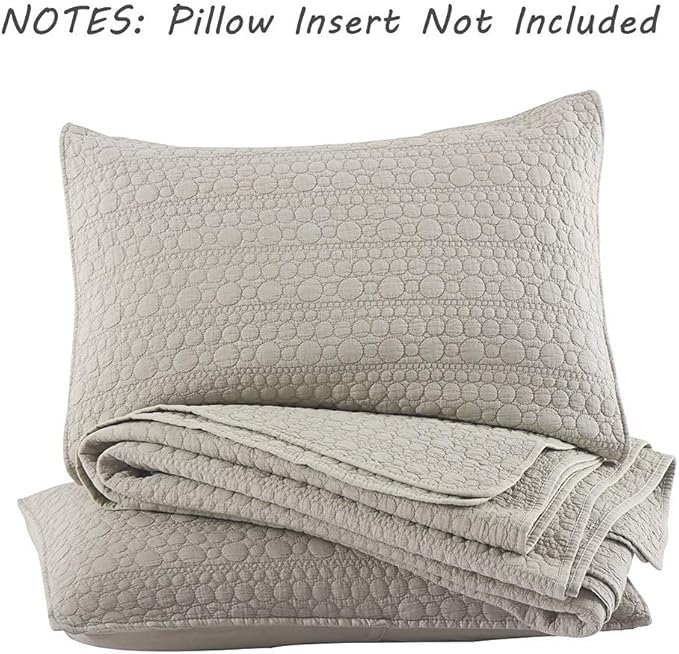 HORIMOTE HOME Quilt Set Queen Size Beige, Classic Geometric Spots Stitched Pattern, Stone-Washed Microfiber Chic Rustic Look, Ultra Soft Lightweight Quilted Bedspread for All Season, 3 Pieces