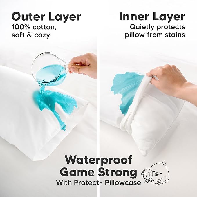 KeaBabies 13 x18 Toddler Pillowcase, Waterproof - Soft Waterproof Toddler Pillow Protector Cover for Kids, Boys, Girls, Durable Machine Washable, Small Travel Pillow Sold Separately (Soft White)