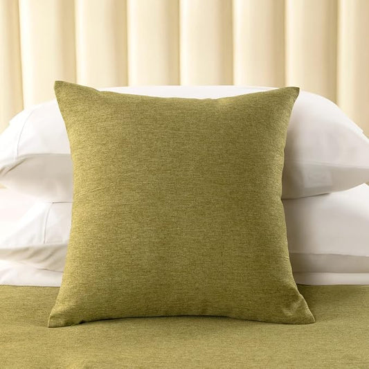 AMBERIS 2 Pillowcases (45×45cm)(Without Insert) Green, Imitation Linen Decorative 2 Pillowcases (Without Insert) for Home Hotel