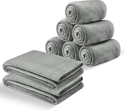 MOONLIGHT20015 Fleece Blanket Queen Size 8 Pack - Soft Fluffy Silver Throw Blanket for Couch & Sofa, Lightweight Luxury 400 GSM Microfiber Fuzzy Bed Blankets and Throws (90 x 90 Inches, Queen)
