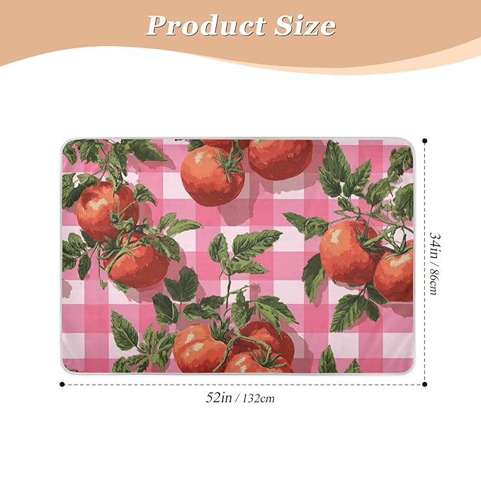 Waterproof Bed Pad Reusable Changing Pad Toddler Mattress Protector Large Pee Pad Baby Diaper Pad Soft Washable Liner Pink Cute Checkered Tomato