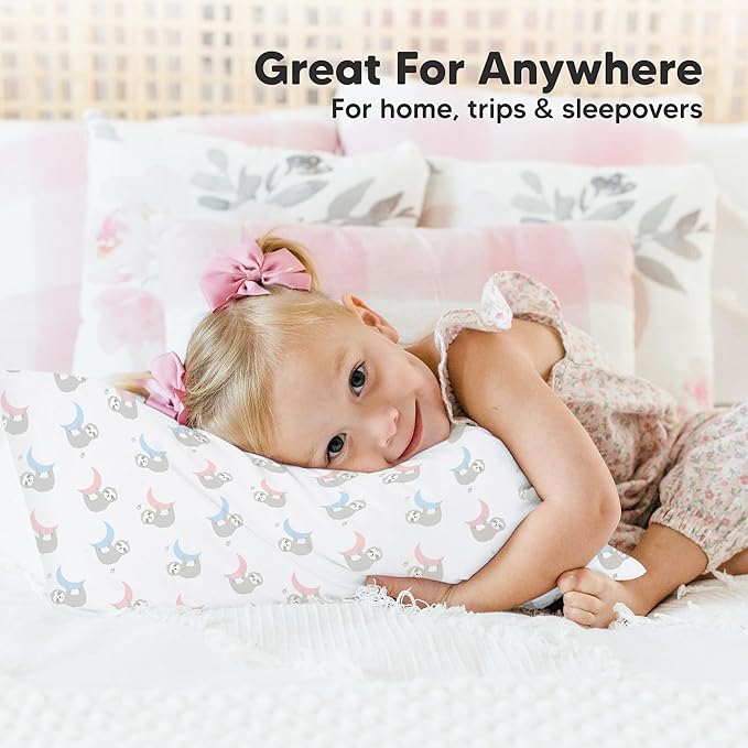KeaBabies Toddler Pillowcase 13"x18" - Organic Cotton Toddler Pillowcase for Kids, Boys,Girls,Soft & Durable Cotton Cover for Miniature Sleepy Pillows,Cute Colors,Pillow Sold Separately(Moon Sloth)