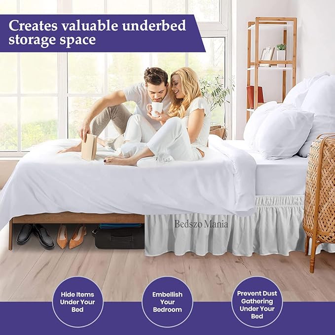 Wrap Around Bed Skirt 10" Inch Drop 100% MicrofibreFabric 1-Piece Bed Skirt Easy Fit Easy Care Fade & Wrinkle Resistant - King Size (78"X80"), Silver