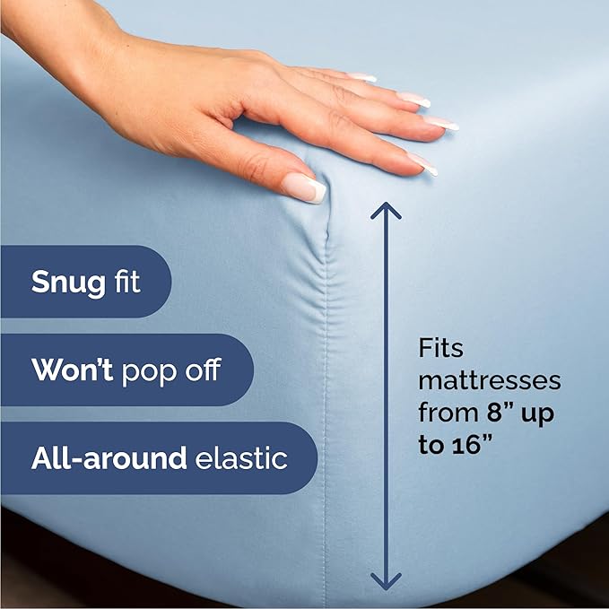Cal King 6 Piece Sheet Set - Comfy Breathable & Cooling - Ultra Soft Hotel Luxury Bedding Set w/ 8-16 Inch Deep Pockets - 1 Flat & 1 Fitted Sheet & 4 Pillowcases - Wrinkle Free & Easy Care - Baby Blue