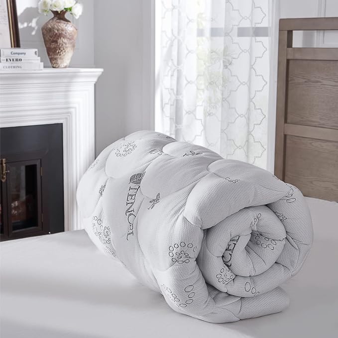 Softhour Padded Topper Queen Size 40% Tencel Blend Rayon from Bamboo and Cotton Filled Mattress Cover, Thick, Luxurious and Comfort Mattress Pad, Deep Pocket for 21" Mattress