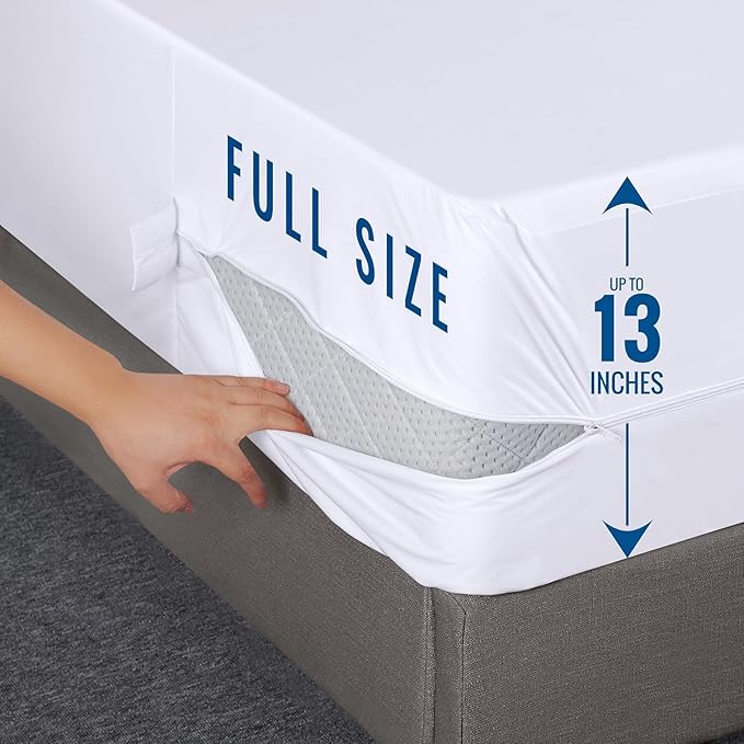 Utopia Bedding Mattress Protector Zippered Full Size (Pack of 2), 100% Waterproof Bed Bug and Dust Mite Proof Mattress Encasement, Absorbent 6 Sided Mattress Cover