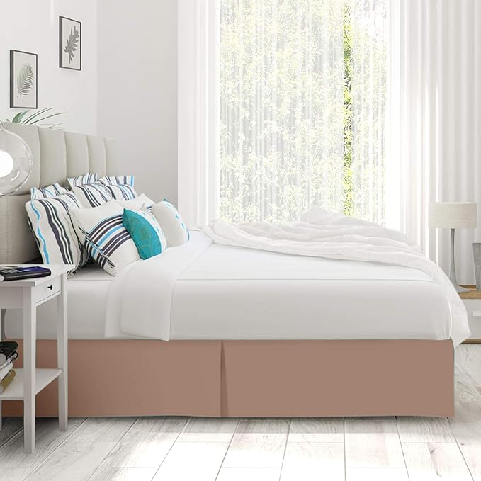 Bed Skirt - 25 Inch Fall Tailored Drop Pleated Dust Ruffle, 100% Egyptian Cotton - Solid Pattern and Color ( Full XL, Solid, Taupe)