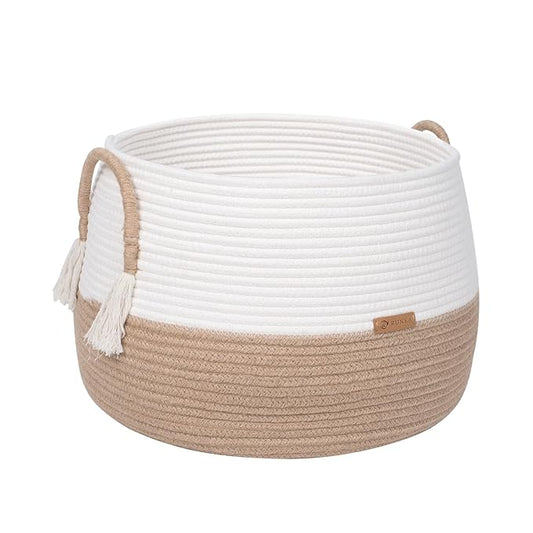 Small Basket for Stuffed Animal,Clothes ,Baby Blankets -11.8"x9.8"- Boho Baskets for Living Room,Bedroom,Nursery |Cotton Rope Baskets, Cube Basket, Under Shelf Basket | Baskets for Home Decor