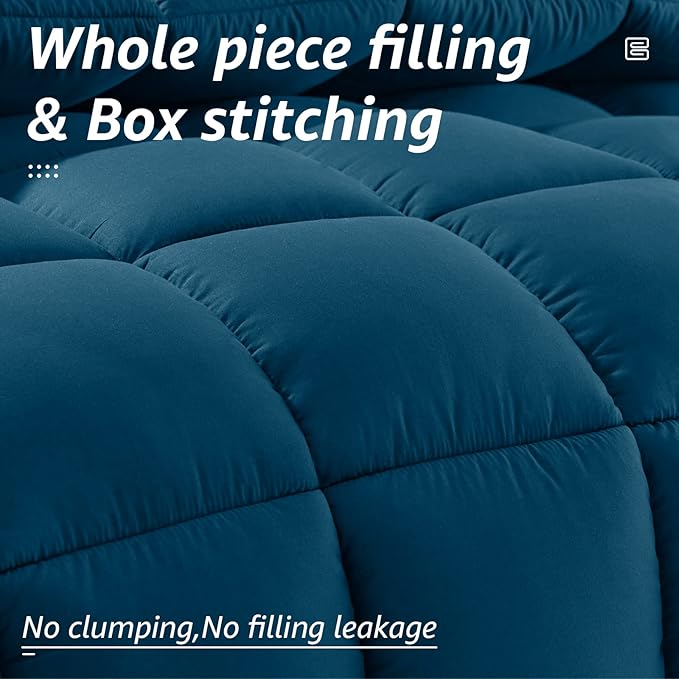 HYLEORY All Season Full Size Bed Comforter - Cooling Down Alternative Quilted Duvet Insert with Corner Tabs - Winter Warm - Machine Washable - Teal