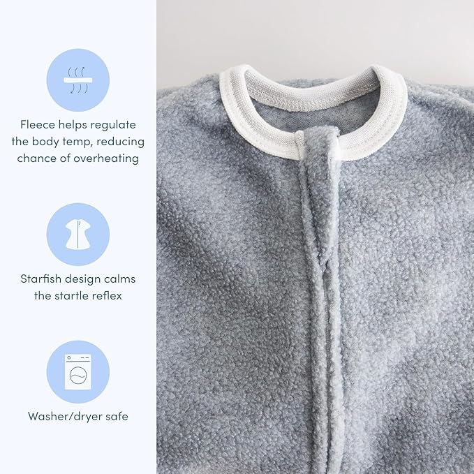 SleepingBaby Zipadee-Zip Transition Swaddle - Cozy Fleece Wearable Blanket with Two-Way Zipper for Baby Sleep - Lavender, Small (4-8 Month)