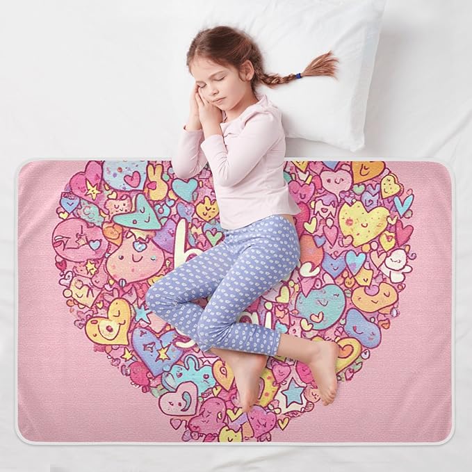 Waterproof Bed Pad Reusable Changing Pad Toddler Mattress Protector Large Pee Pad Baby Diaper Pad Soft Washable Liner Be Brave Girl Hearts and Stars Pink