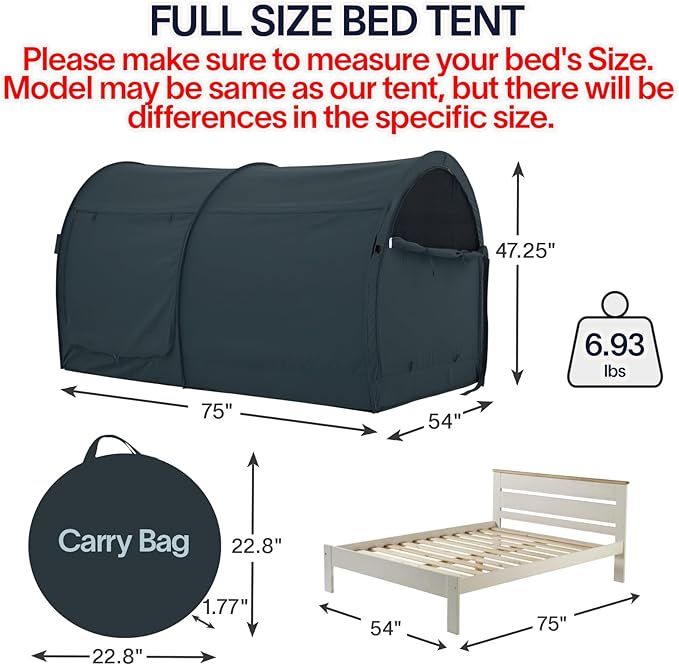 LEEDOR® Bed Tent Dream Tents Bed Canopy Shelter Cabin Indoor Privacy Warm Breathable Pop Up Twin/Full/Queen for Kids and Adult Patent Pending(Mattress Not Included)
