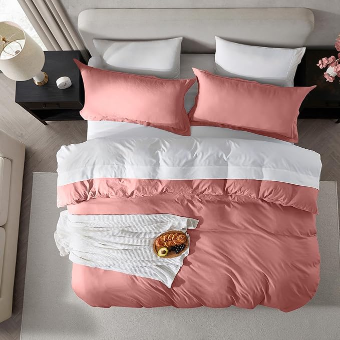 Nestl Pink Clay Duvet Cover King Size - Soft Prewashed King Duvet Cover Set, 3 Piece, with Zipper Closure, 1 Duvet Cover 104x90 inches and 2 Pillow Shams