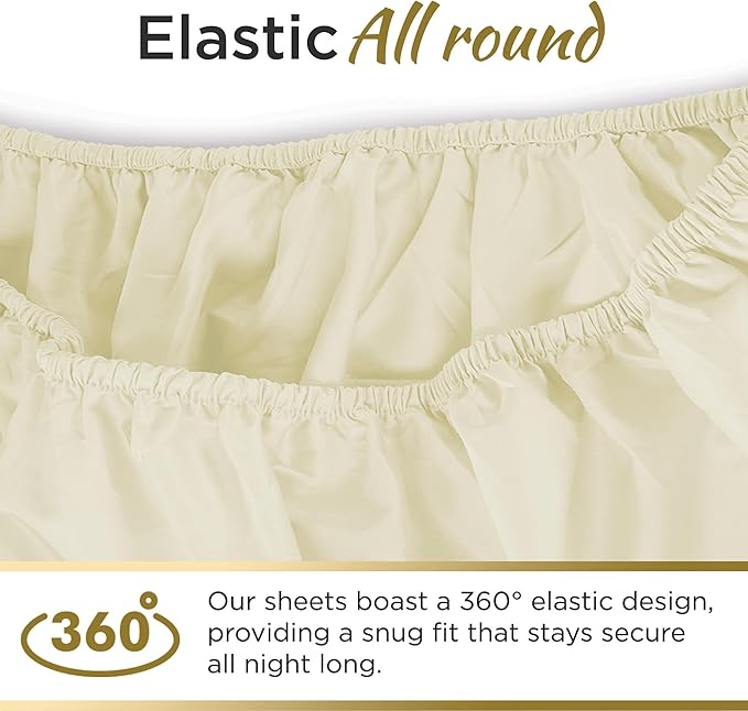Twin XL 100% Microfiber Double Brushed Sheet Set - Extra-Soft & Wrinkle-Free - 15" Deep Pockets, 39" x 80" - Ideal for Dorms, Hospitals & Split King Beds - 3 PC Set (Twin XL, Beige)