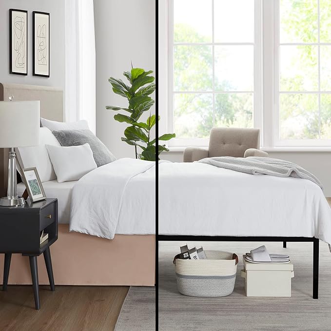 Nestl Taupe Twin XL Bed Skirt - Twin XL Size Bed Skirt 14 Inch Drop - Brushed Microfiber Bed Skirts - Hotel Quality Pleated Bed Skirt - Shrinkage & Fade Resistant
