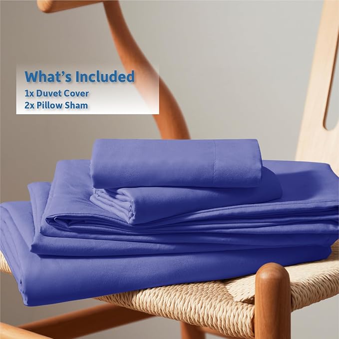 Nestl Royal Blue Duvet Cover Queen Size - Soft Double Brushed Queen Duvet Cover Set, 3 Piece, with Button Closure, 1 Duvet Cover 90x90 inches and 2 Pillow Shams