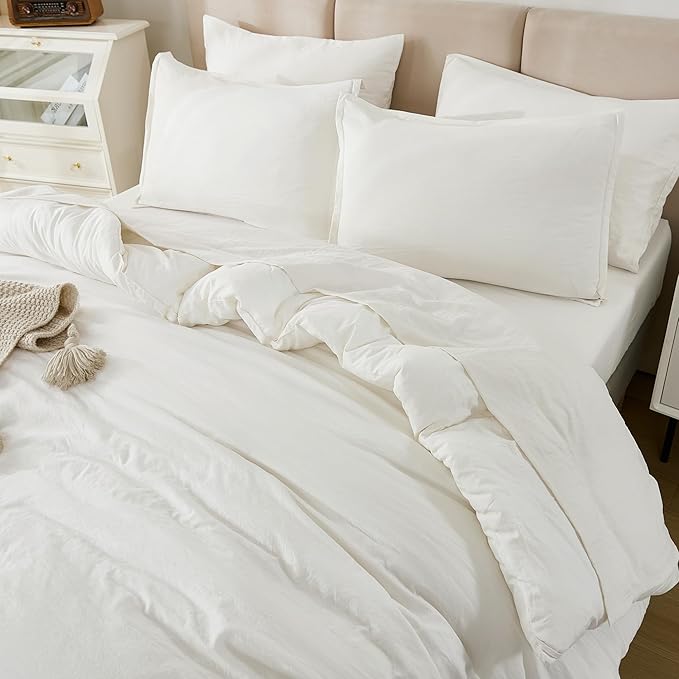 Litanika Twin XL Comforter Set Ivory - 5 Pieces Twin Extra Long Bed in a Bag for College Dorm, All Season Bedding Set for Girls and Boys, Soft Bed Set with Comforter, Sheets, Pillowcase & Sham