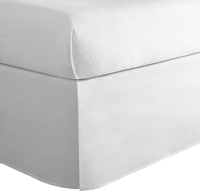 Today’s Home Classic Tailored Bed Skirt Dust Ruffle, Cotton Blend Design, 14" Drop Length, Queen, White