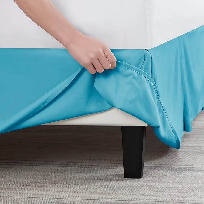Nestl Beach Blue Full Bed Skirt - Full Size Bed Skirt 14 Inch Drop - Brushed Microfiber Bed Skirts - Hotel Quality Pleated Bed Skirt - Shrinkage & Fade Resistant