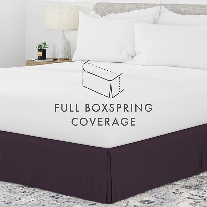 Linen Market Bed Skirt - Ultra Soft Microfiber - Easy Fit with 14 Inch Tailored Drop - Hotel Quality, Shrinkage & Fade Resistant - Bed Cover - Full Size Bed Skirts - Bedroom Décor - (Full, Purple)