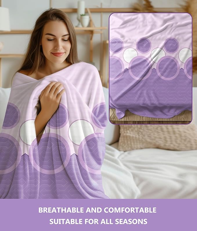 Bedspreads and Matching Curtains, 1 Bedspread (92"x106") 2 Pillowcases 2 Print 4 Solid Curtains, Purple Dot Microfiber Cal King Bed Cover Set, Versatile for Vacation Homes