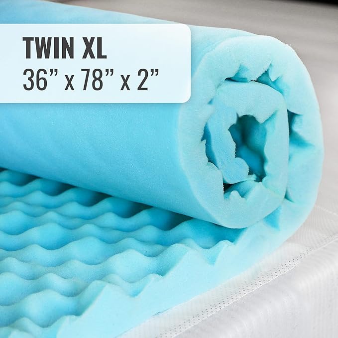 DMI Twin XL Mattress Topper Egg Crate Foam Mattress Topper for Pressure Relief, Weight Distribution & Enhanced Airflow Dorm Bed Mattress Topper 2 Inch - Improved Comfort & Alignment- Blue