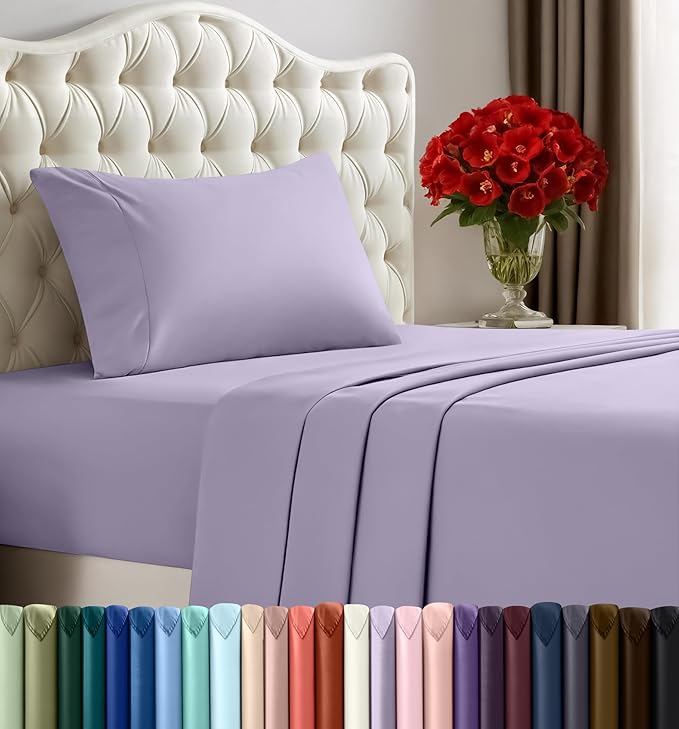Utopia Bedding Twin Sheet Set – 3 Piece Bed Sheets for Twin Size Bed, Soft and Breathable Microfiber, Includes 1 Fitted Sheet, 1 Flat Sheet and 1 Pillowcase (Lavender)