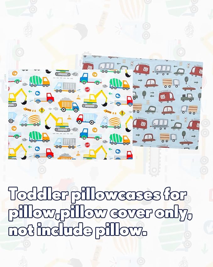 ALVABABY Toddler Pillowcases 2 Pack Organic Cotton Kids Pillow Cover Fit 13"x 18" or 12"x20" Envelope for Girl Boy Sleepy Travel