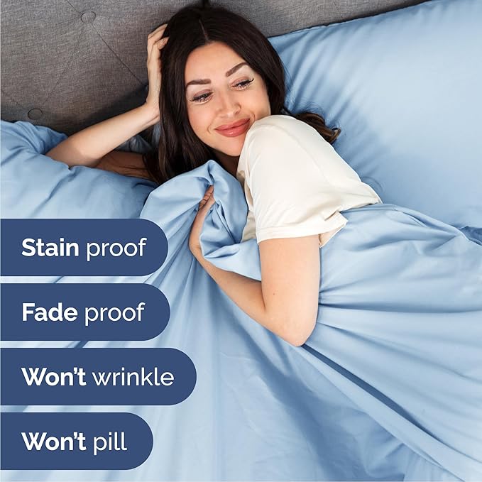 Cal King 6 Piece Sheet Set - Comfy Breathable & Cooling - Ultra Soft Hotel Luxury Bedding Set w/ 8-16 Inch Deep Pockets - 1 Flat & 1 Fitted Sheet & 4 Pillowcases - Wrinkle Free & Easy Care - Baby Blue