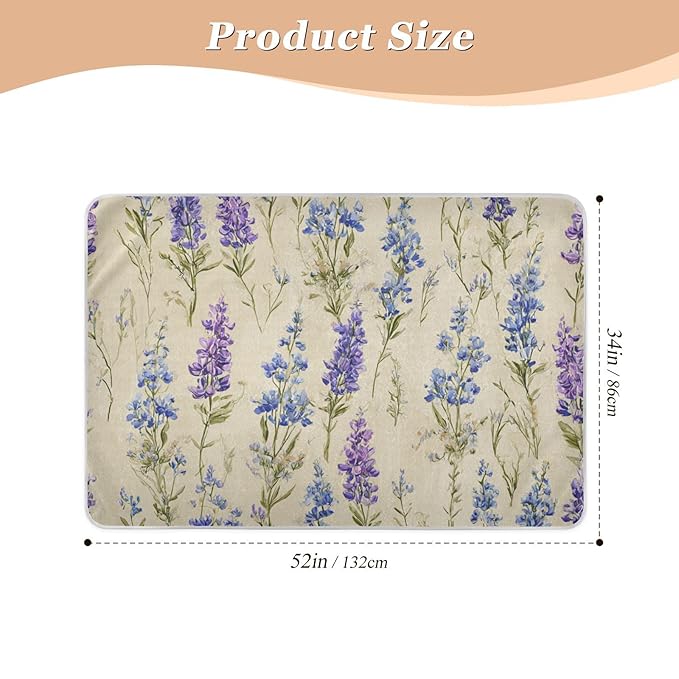 Waterproof Bed Pad Reusable Changing Pad Toddler Mattress Protector Large Pee Pad Baby Diaper Pad Soft Washable Liner Bluebonnet Lavender