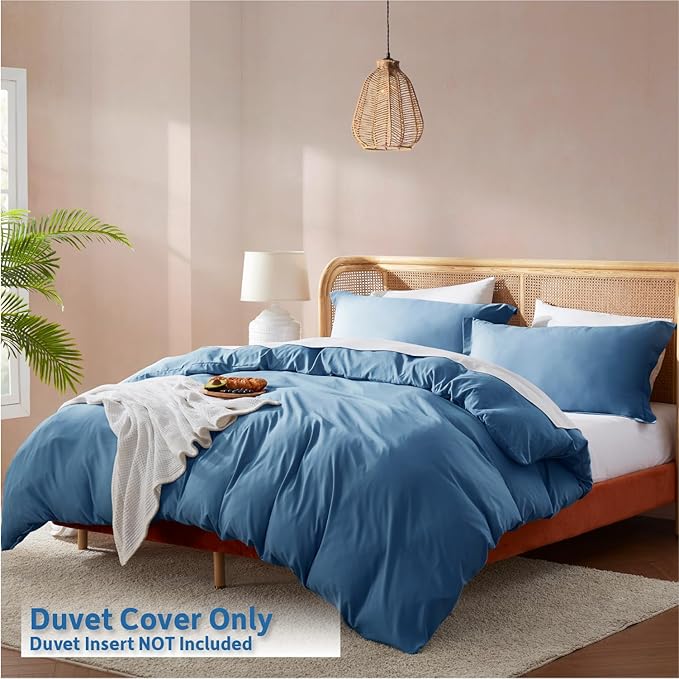 Nestl Blue Heaven Duvet Cover King Size - Soft Double Brushed King Duvet Cover Set, 3 Piece, with Button Closure, 1 Duvet Cover 104x90 inches and 2 Pillow Shams