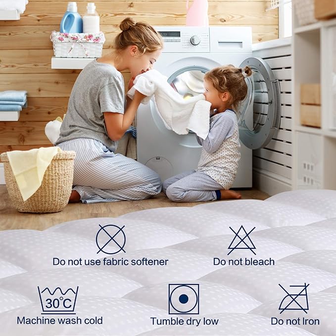 COHOME Twin Size Mattress Topper Extra Thick Cooling Mattress Pad 400TC Cotton Top Plush Down Alternative Fill Pillow Top Mattress Cover with 8-21 Inch Deep Pocket (39x75 Inches, White-Classic)