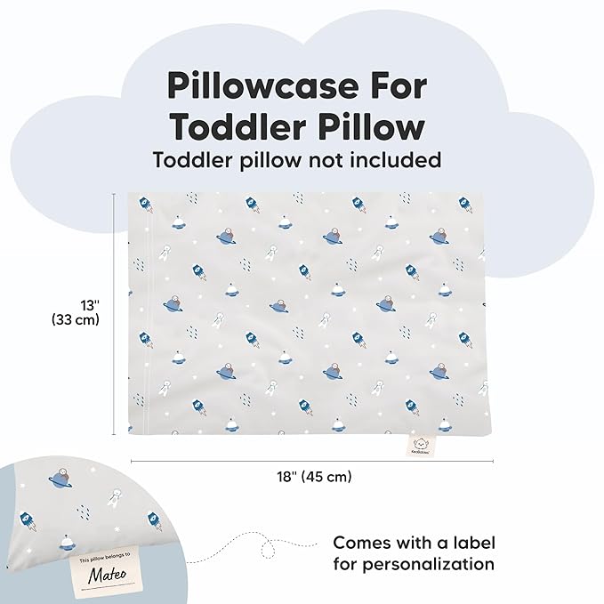 KeaBabies Toddler Pillowcase 13"x18" - Organic Cotton Toddler Pillowcase for Kids, Boys, Girls, Soft & Durable Cotton Cover for Miniature Sleepy Pillows, Cute Colors, Pillow Sold Separately (Cosmo)