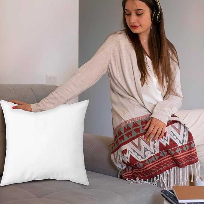 Covers & All Premium Square Throw Pillow Inserts with Covers Set of 4, 26 x 26 Inches White, Decorative Cushions for Couch Sofa Home Decor Office Travel UV Resistant Waterproof Soft Cushions Pillows