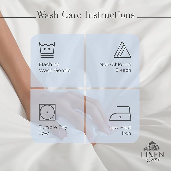 Linen Home 100% Cotton Percale Sheet Set, Full Size, Baby Blue, Deep Pocket, 6 Pieces Set - 1 Flat, 1 Deep Pocket Fitted Sheet and 4 Pillowcases, Crisp Cool and Strong Bed Linen