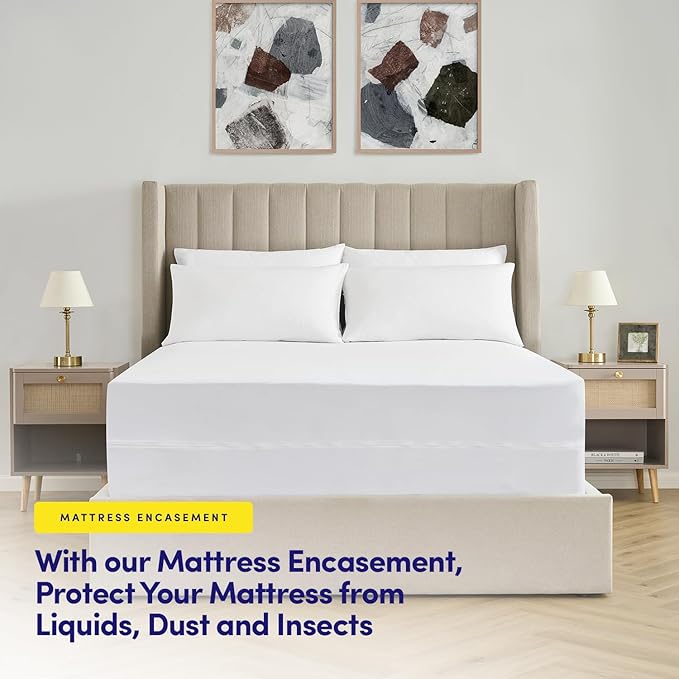 Twin Mattress Protector – Waterproof Zippered Mattress Encasement – Breathable Polyester Membrane – Fits 10″–13″ Deep Mattresses – Full Encasement, Bed Bug & Liquid Barrier, Machine Washable