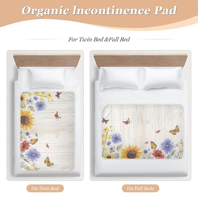 Waterproof Bed Pad Reusable Changing Pad Toddler Mattress Protector Large Pee Pad Baby Diaper Pad Soft Washable Liner Watercolor Cornflower Butterfly01